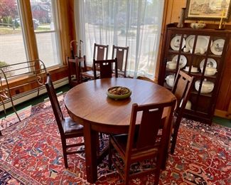 Stickley 48" Library Table #446 Six Stickley H Back Chairs 