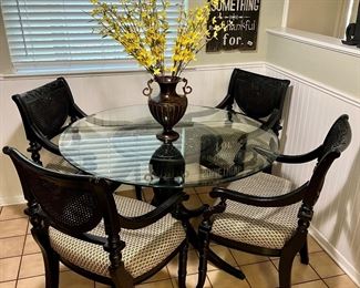 Round Glass Top Dining Table & Chairs