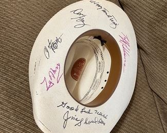 Cowboy Hat signed by Professional Cowmen Jim Shoulders, Don Gay & Tuff Hedeman