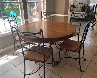 Metal and wood breakfast set with 5 chairs