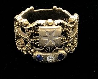 Vintage 14k gold ring w diamonds