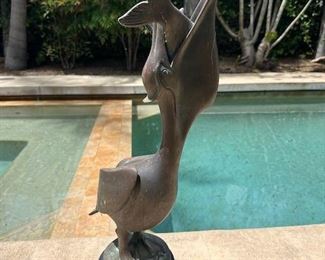 $800. Byron Brent, bronze, "Pelican" 8.5 x 6 x 28