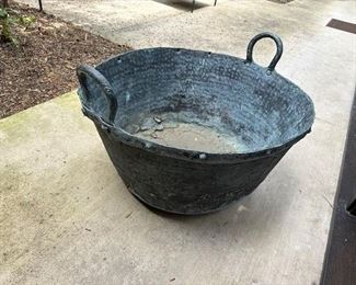 $700. Handmade, large antique copper pot/ cauldron 31 x 21.5