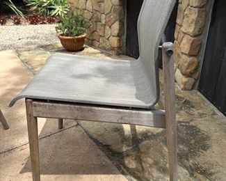 $1,900. Gloster teak dining table 77 x 43. Gloster chairs 4, armchairs 2.