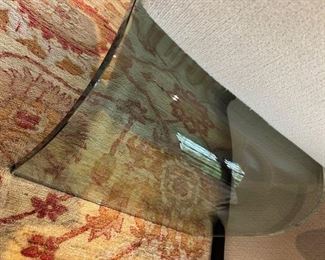 $450 Waterfall style glass bench with cushion 63 x 7.5 x 14.5