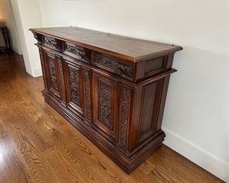 $800 John Sheen  hand carved console 60 x 20 x 36