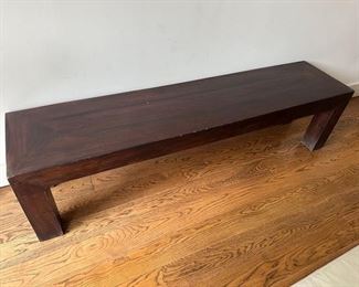 $500 Wood bench with leather cushion 70 x 16 x 18
