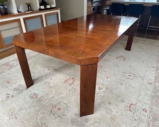 $4000. Baker Furniture walnut dining table, 88.25 (108) x 44 x 29