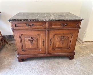 $200  Marble Top Wood Night Stand-2 Drawers-Cabinet with one shelf-43 x 22 x 32