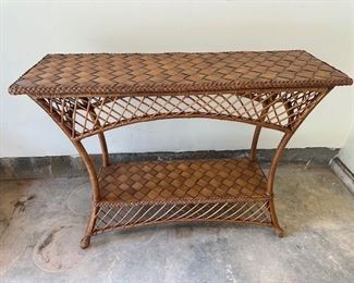 $200 Cane Reed Woven Side Table 36 x 18 x 30