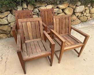 $350.  Kingsley-Bate Indonesian Teak Arm Chairs (4), 23 x 23 x 35
