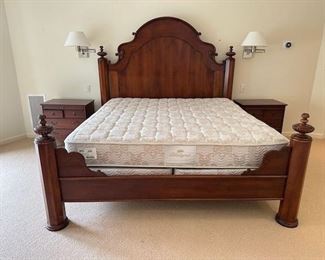 $700 King, Bob Timberlake, Mahogany bed frame and 2 nightstands. 82w x 92d x 75h, nightstands 26 x 18 x 27