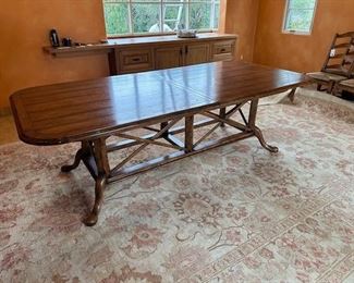 $1000. French Provincial Style Dining Table, Chaddock. 96 (144) x 46 x 30