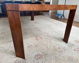 $4000. Baker Furniture walnut dining table, 88.25 (108) x 44 x 29