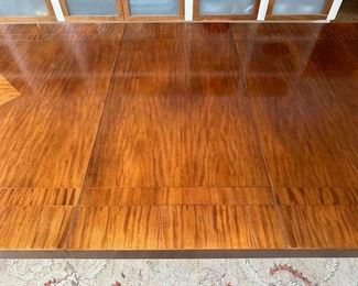 $4000. Baker Furniture walnut dining table, 88.25 (108) x 44 x 29