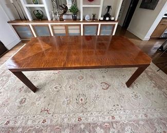 $4000. Baker Furniture walnut dining table, 88.25 (108) x 44 x 29
