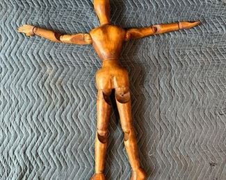 $1200,  19th C French Articulated Artist Mannequin Wood/ Walnut Doll