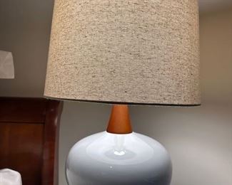 $150 Table lamps (pair) wood & ceramic