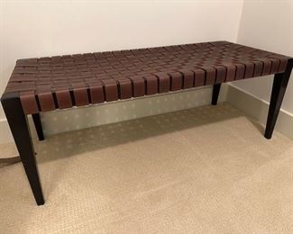 $100 Woven leather bench 48 x 20 x 18