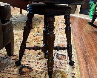 Antique Piano stool wood claw feet