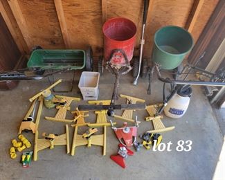 Lawn spreaders and sprinklers