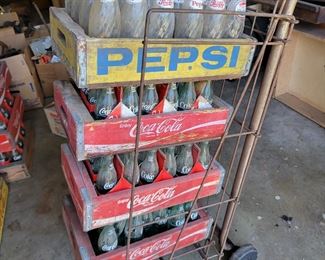 Coca-Cola, Pepsi crates and bottles