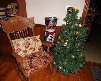 Antique Rocker and Christmas Items