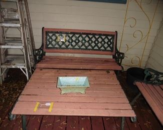 Iron and Wood Bench and Table
