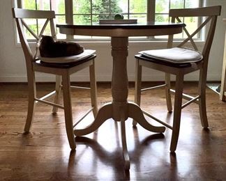 Wood Bistro table and chairs (2) counter height 