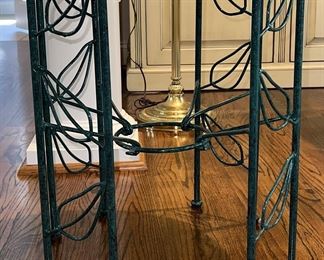Iron side table with handmade brass tray