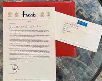 Thank you letter from M Al Fayed