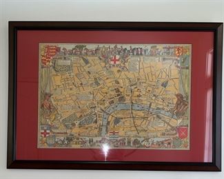 Vintage London map with nursery rhymes