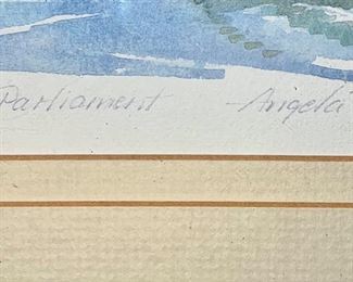 Artist's signature and title of piece