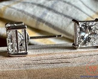 4.10 Carat Diamond Earrings in 14K White Gold