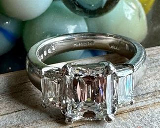 PLATINUM Ring with 3 "Criss" Cut Diamonds (4.86 Carats)