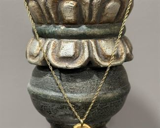 18KT GOLD Carrera Design Jaguar with Ruby Eyes and Button Pearl on 18KT GOLD Rope Chain