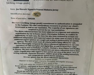 JOE NAMATH Autographed and Framed Alabama Jersey with COA