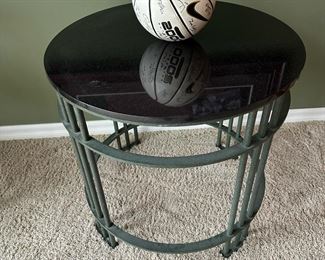 Marble Topped Contemporary Metal Round Side Table