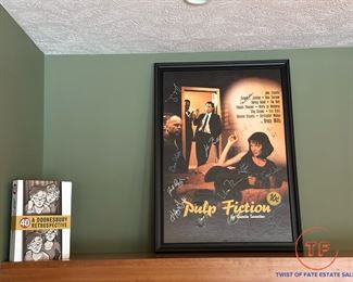 PULP FICTION Movie Poster Autographed by BRUCE WILLIS, JOHN TRAVOLTA, SAMUEL L JACKSON, UMA THURMAN, QUENTIN TRANTINO