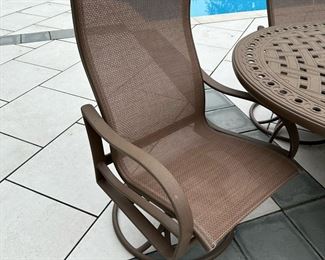 TROPITONE Garden Terrace Table with Shoreline Sling Swivel Rockers
