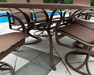TROPITONE Garden Terrace Table with Shoreline Sling Swivel Rockers