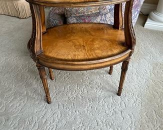 HENREDON Burl Wood Two Tier Side Table