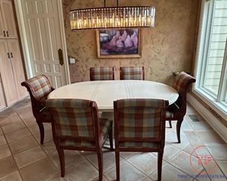 ITALMOND Contemporary Round Table Set with Custom Upholstered Chairs