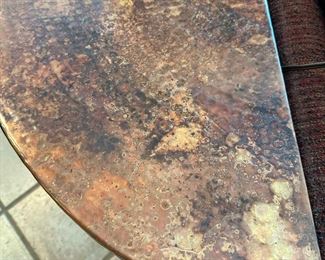 Metal Occasional Copper Topped Half Moon Console Table