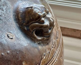 Decorated Chinese Pottery Urn with Foo Dog Reliefs