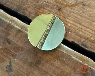 18K White and Yellow GOLD Earrings with 16 Brilliant Diamonds