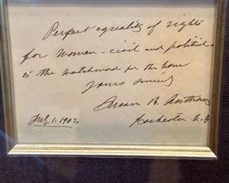 SUSAN B ANTHONY Signed Letter - 1902