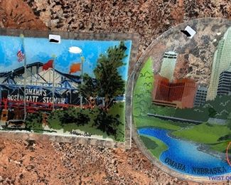 ROSENBLATT and OMAHA Peggy Karr Art Glass Plates