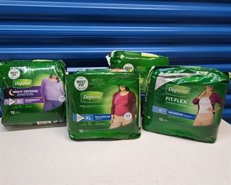 #11 - $10.00ea  Barnegat - Depends womens underware XL overnite 12ct 1 package & XL maximum 15ct 3 packages - total of 4 packages $10ea