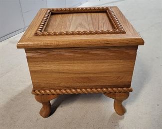 #16 - $35.00 Barnegat - light oak rope accent sewing stand foot stool - top can be customized 14"x14"x13"h
